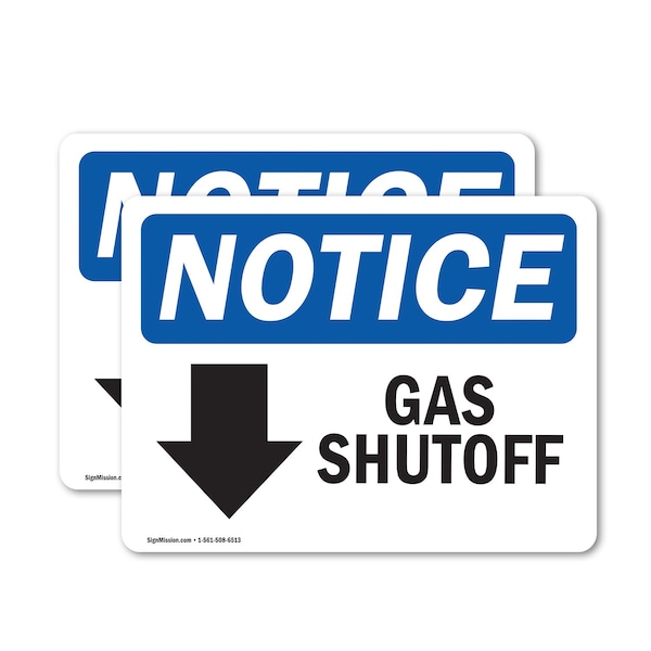 Signmission Gas Shutoff (Down Arrow) Sign With Symbol, 5 in W x Rectangle, Vinyl Decal OS-2PACK-NS-D-35-L-13022 - main